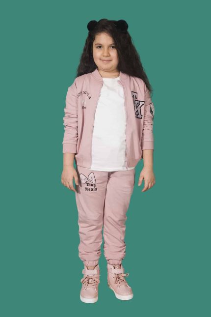 nakışlı fermuarlı pudra kolej sweat 1-min