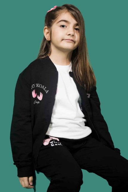 nakışlı fermuarlı siyah kolej sweat 1-min