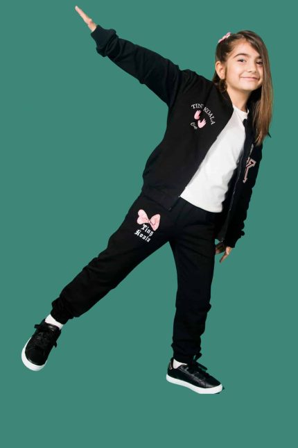 nakışlı fermuarlı siyah kolej sweat 2-min